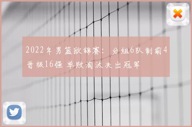 2022年男篮欧锦赛:分组6队制前4晋级16强 单败淘汰决出冠军
